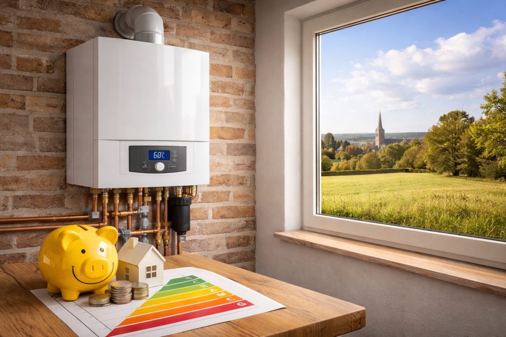 Modern boiler with energy savings display